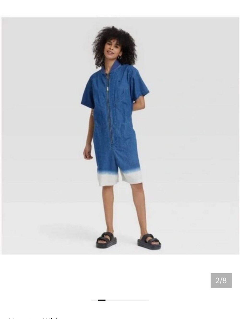 Brand New Blue Dip-Dye Men's Denim Shorts Romper